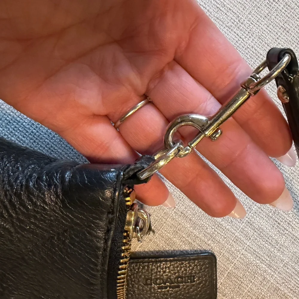 Coach Black Pebbled Leather Satchel Crossbody Bag Zip Top - Picture 10 of 13